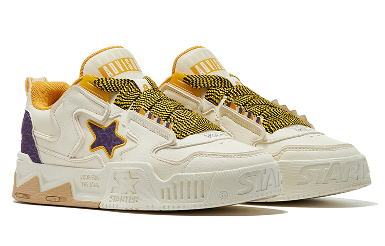 Lookbook STARTER VOL2 麵包星星鞋 多巴胺撞色爆裂紋 復古增高低筒厚底板鞋 女款 白紫