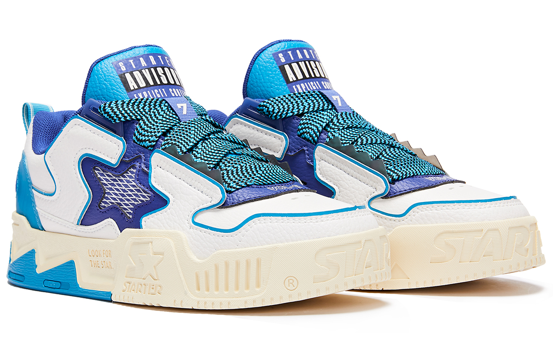 Lookbook (W) STARTER Wave VOL拼布休闲运动平台星星蓝白色运动鞋 STH4S6008F-WH16