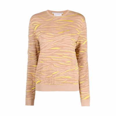 (Women) Stella McCartney Animal Print Knit Sweater Yellow Brown. 322182S22602742