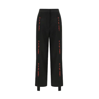 (Women) Stella McCartney Black Low-Waist Letter Print Slim-Fit Joggers. 600496SFB18-1000