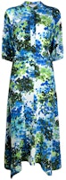 (Women) Stella McCartney Blue Floral Print Midi Short-Sleeve Dress 603695SSA13-8525 (Women) Stella McCartney Blue Floral Print Midi Short-Sleeve Dress 603695SSA13-8525