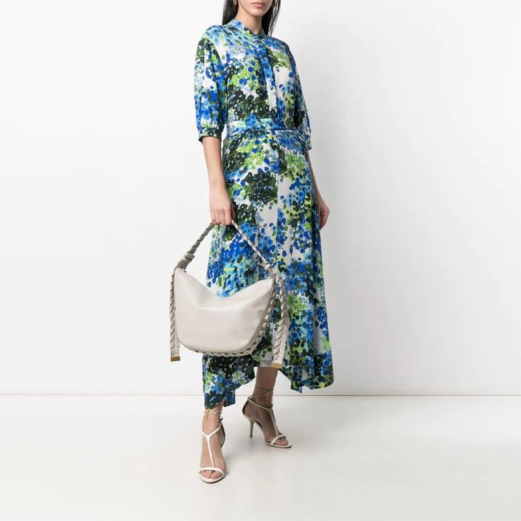 Lookbook (W) 스텔라 매카트니 블루 플로럴 프린트 미디 반팔 원피스 603695SSA13-8525