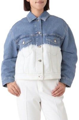 (W) Stella McCartney Jaket Lengan Panjang Biru Putih Longgar Blok Warna. 603705SOH45-4090 Purchase (W) Stella McCartney Jaket Lengan Panjang Biru Putih Longgar Blok Warna. 603705SOH45-4090