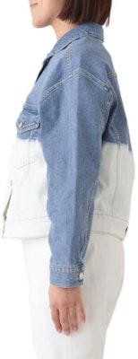 (W) Stella McCartney Jaket Lengan Panjang Biru Putih Longgar Blok Warna. 603705SOH45-4090 Sizing (W) Stella McCartney Jaket Lengan Panjang Biru Putih Longgar Blok Warna. 603705SOH45-4090