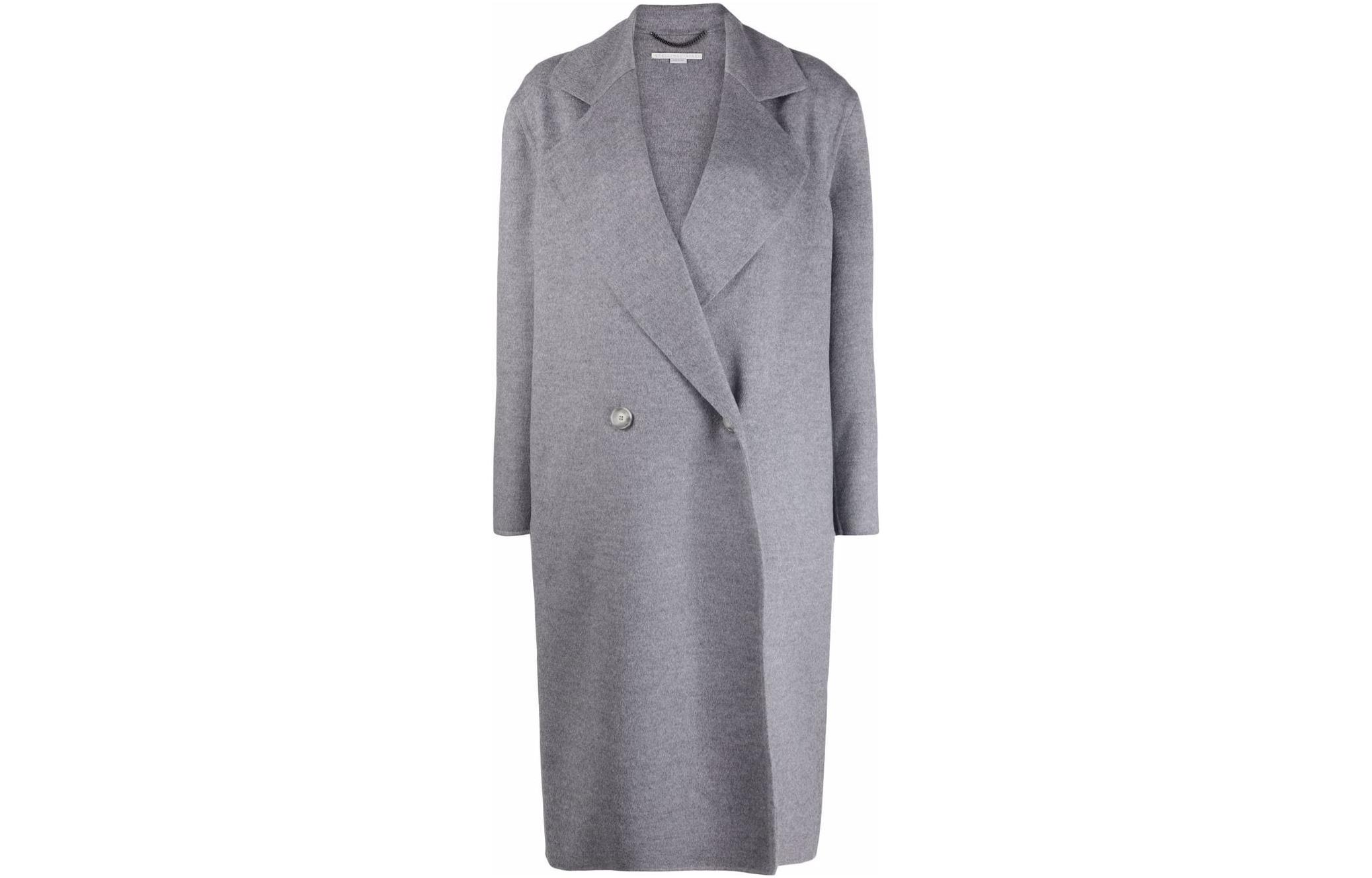 (Women) Stella McCartney  Grey Solid Double-Breasted Coat 602900SPB05-1264