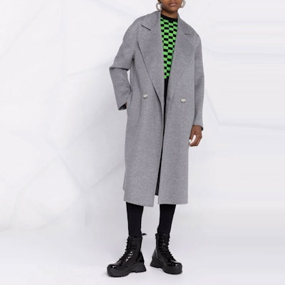 (W) ステラマッカートニー グレー ソリッド ダブルブレスト コート 602900SPB05-1264 Lookbook (W) ステラマッカートニー グレー ソリッド ダブルブレスト コート 602900SPB05-1264