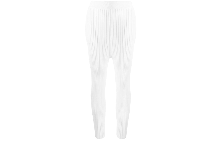 (Women) Stella McCartney  High-Waisted Ribbed Ankle Leggings White. 602890S2240-9503
