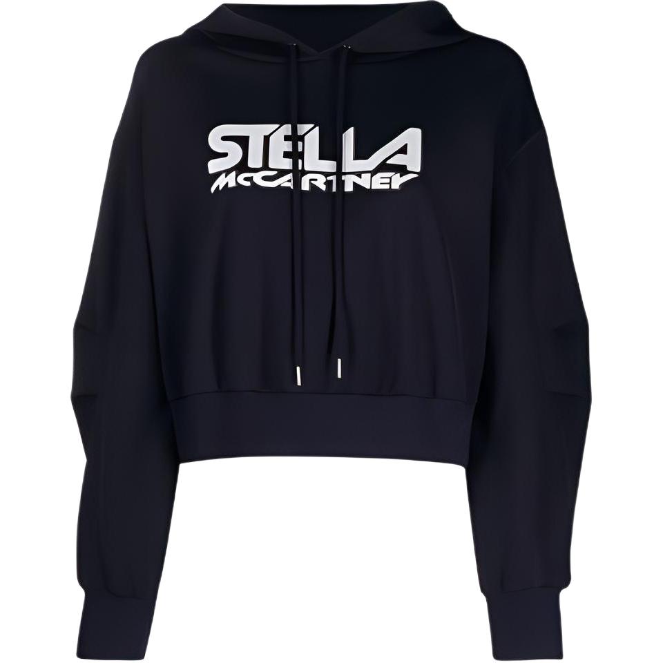 (Women) Stella McCartney  Logo Print Cropped Hoodie Navy Blue. 603682SPW05-4000