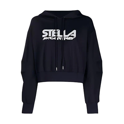 (Women) Stella McCartney Logo Print Cropped Hoodie Navy Blue. 603682SPW05-4000