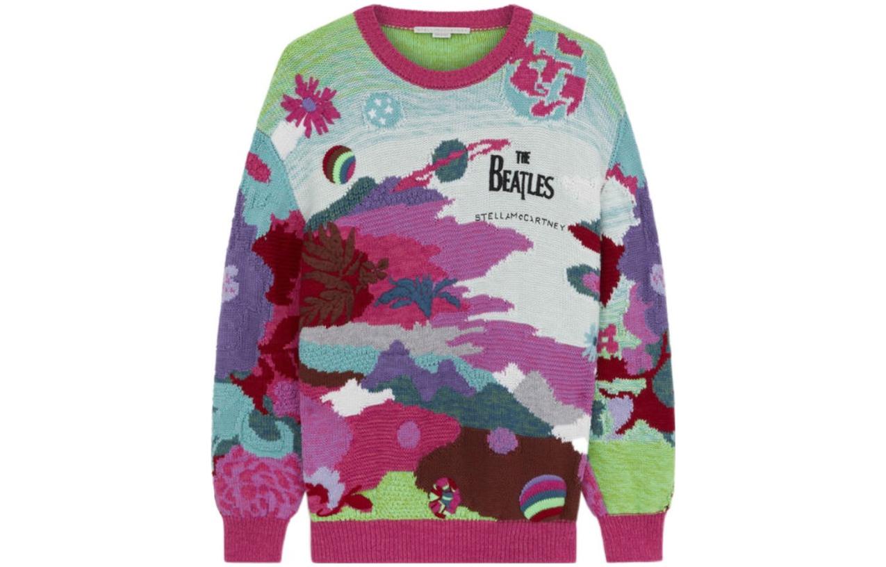 Order (W) 스텔라 맥카트니 퍼플 컬러블록 니트 자카드 스웨터. 6K0004S2305-8490