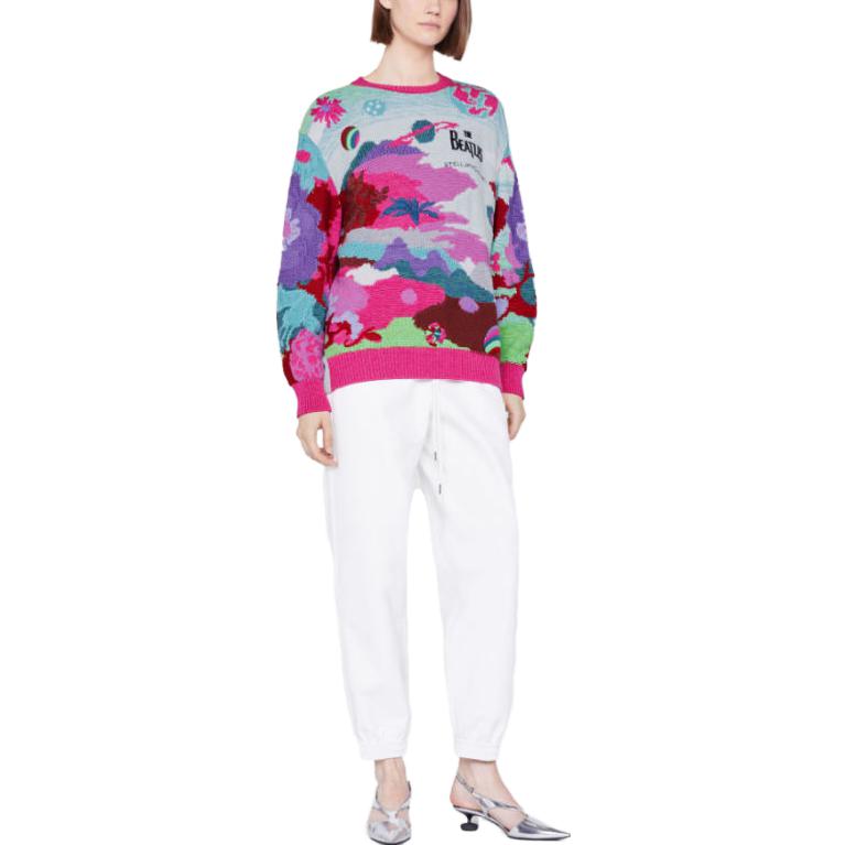 Lookbook (W) 스텔라 맥카트니 퍼플 컬러블록 니트 자카드 스웨터. 6K0004S2305-8490