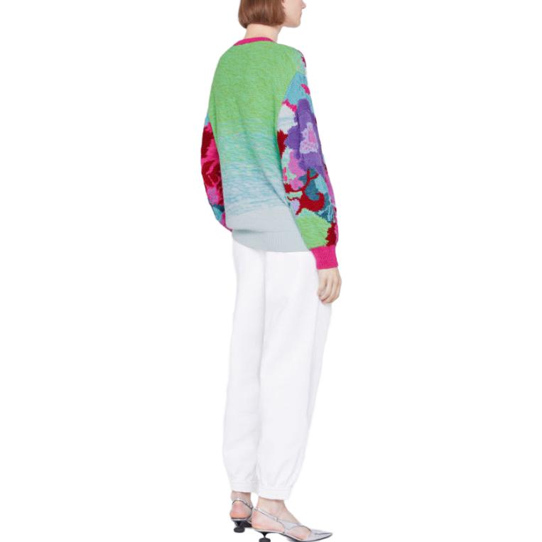 Shop (W) 스텔라 맥카트니 퍼플 컬러블록 니트 자카드 스웨터. 6K0004S2305-8490