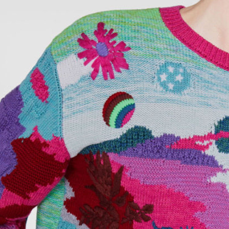 Purchase (W) 스텔라 맥카트니 퍼플 컬러블록 니트 자카드 스웨터. 6K0004S2305-8490