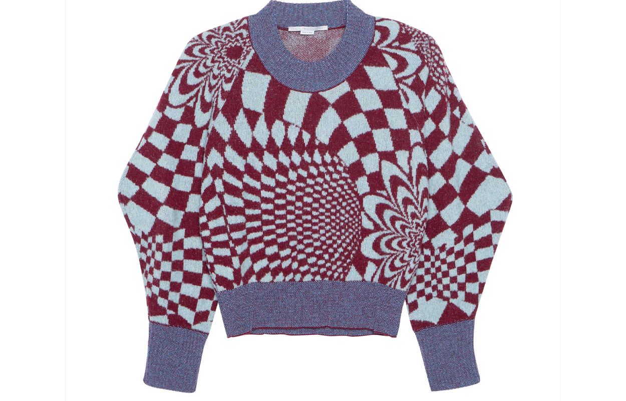 (Women) Stella McCartney  Red Geometric Pattern Pullover Sweater. 603949S2278-8490