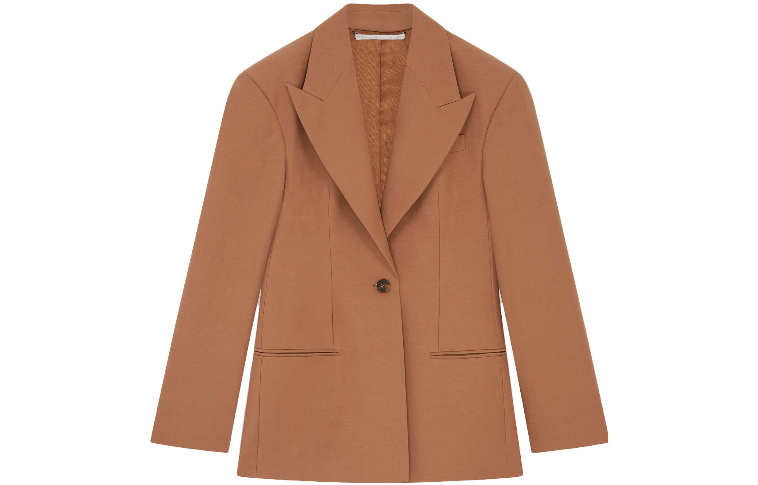 (Women) Stella McCartney  Single-Button Blazer Khaki Long Sleeve Jacket. 6500833CU750-2302