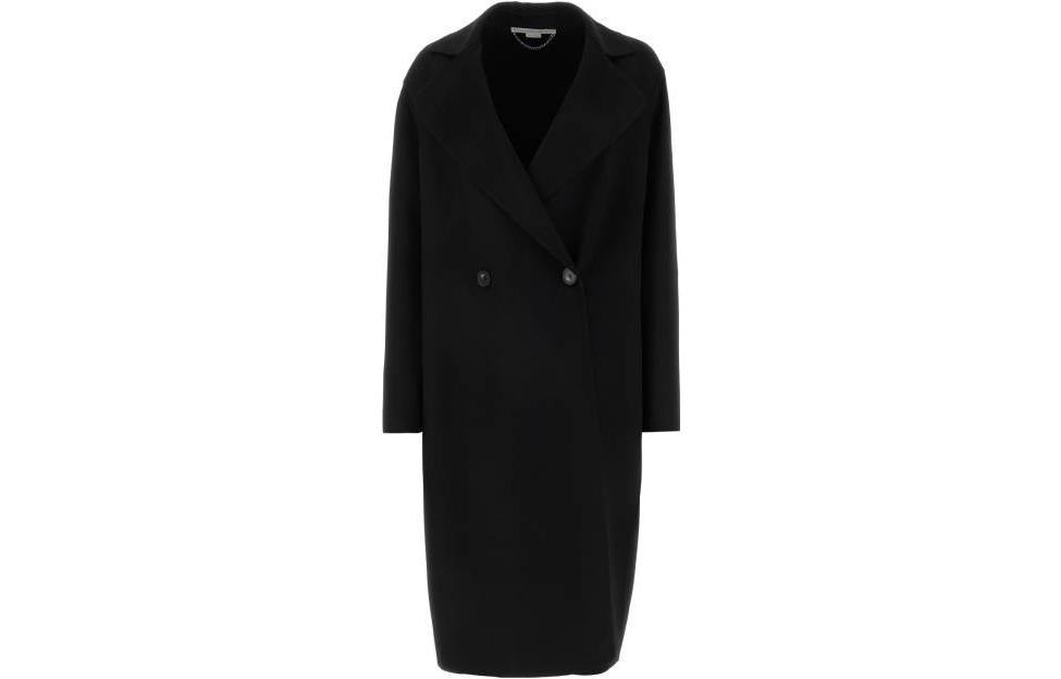 Order (W) ステラマッカートニー ソリッドブラック ノッチドラペルミドル丈コート. 660041SPB051000