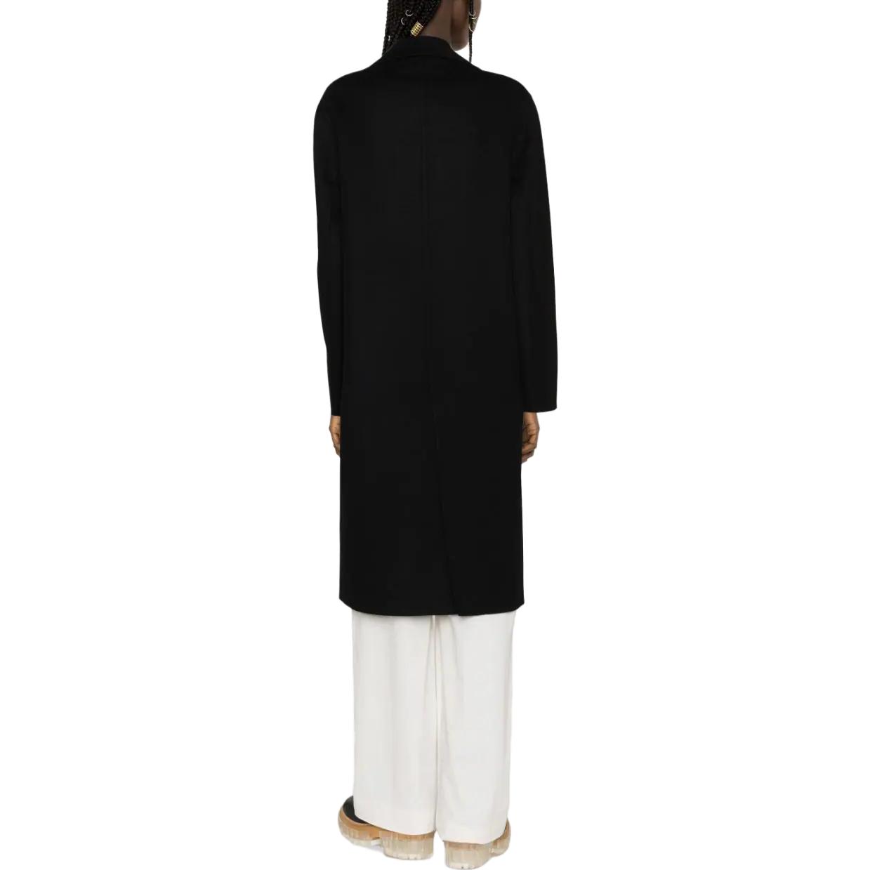 Details for (W) ステラマッカートニー ソリッドブラック ノッチドラペルミドル丈コート. 660041SPB051000