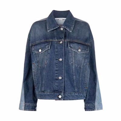 (Women) Stella McCartney Solid Denim Jacket Long Sleeve - Denim Blue 6D01633SPH394147