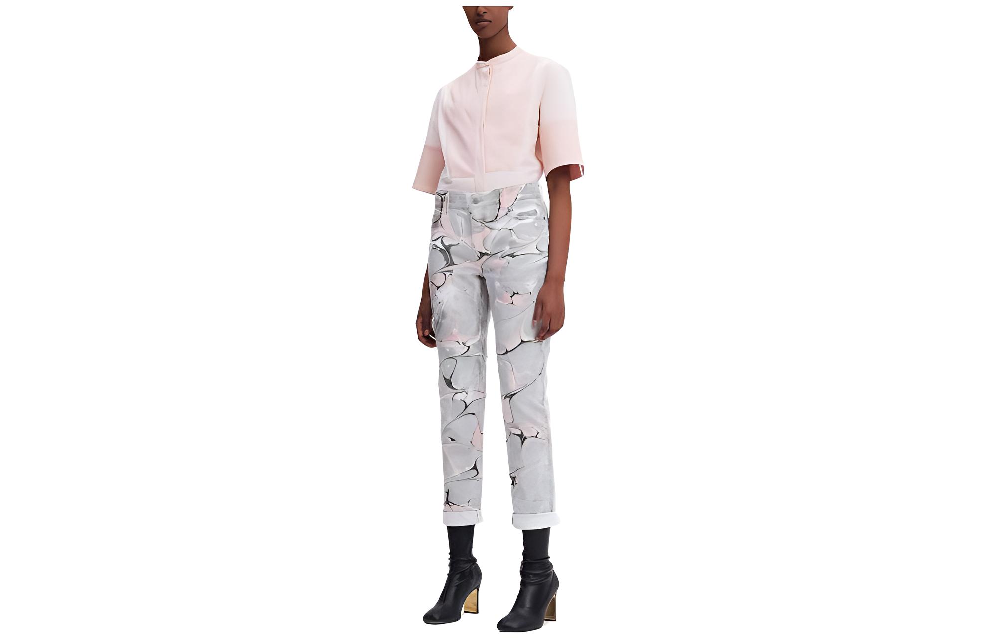 (Women) Stella McCartney Abstract Print High-Waisted Pink Gray Pencil Jeans Women. 372773SOH44-8318