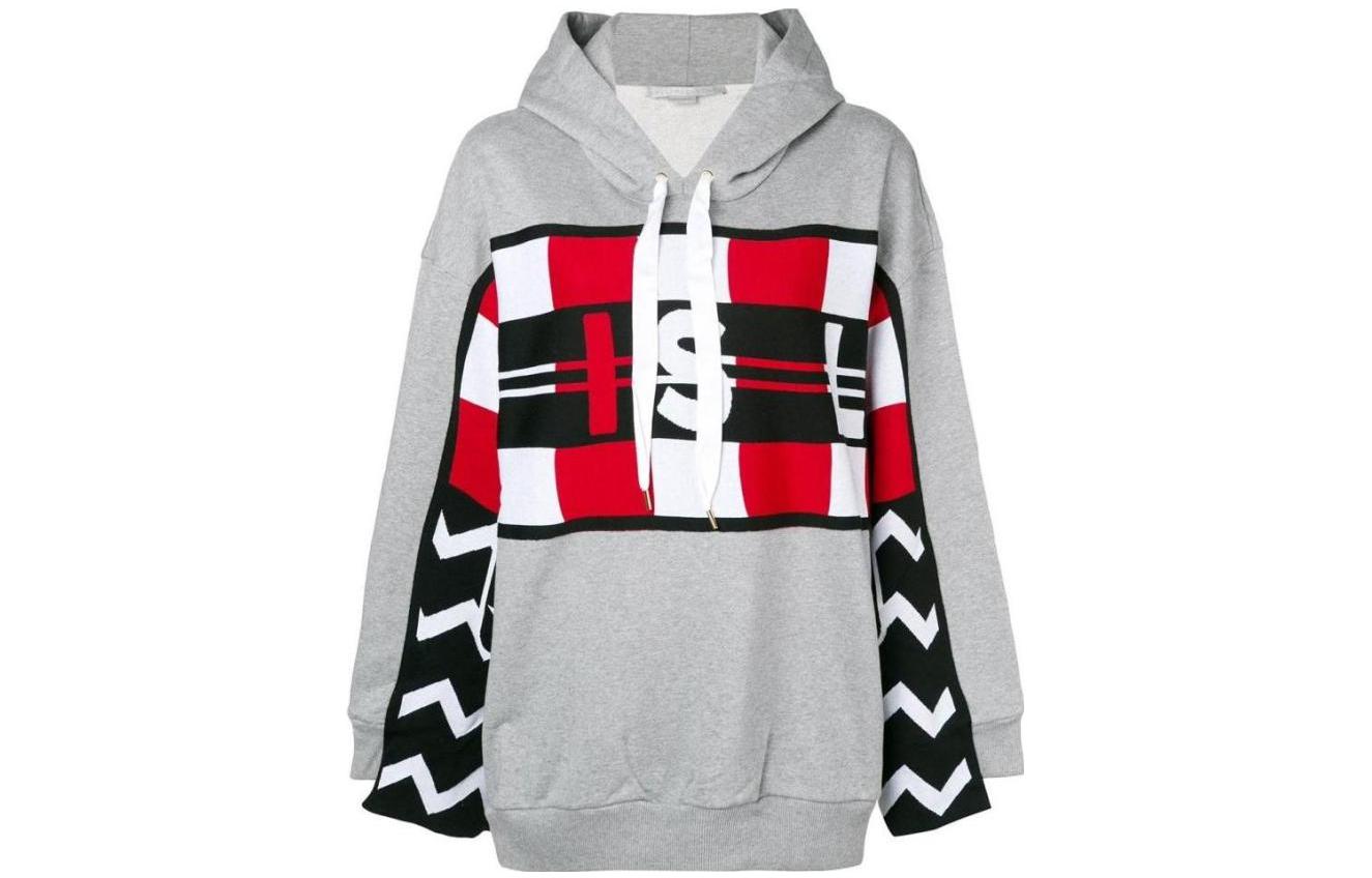 Order (W) Sudadera con Capucha Gris Stella McCartney Colorblock con Letras Gráficas 523497SLW36-1500