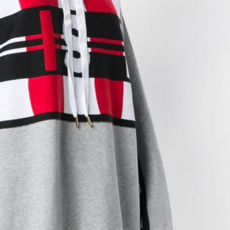 Sizing (W) Sudadera con Capucha Gris Stella McCartney Colorblock con Letras Gráficas 523497SLW36-1500