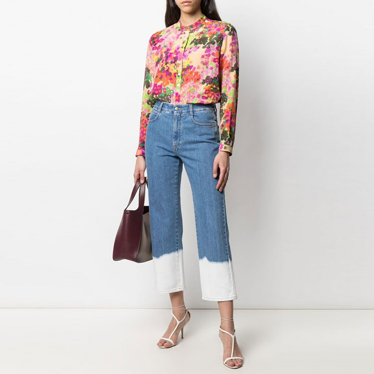 Lookbook (W) 스텔라 맥카트니 FW21 블루 딥다이 크롭 진. 600675SOH45-4090