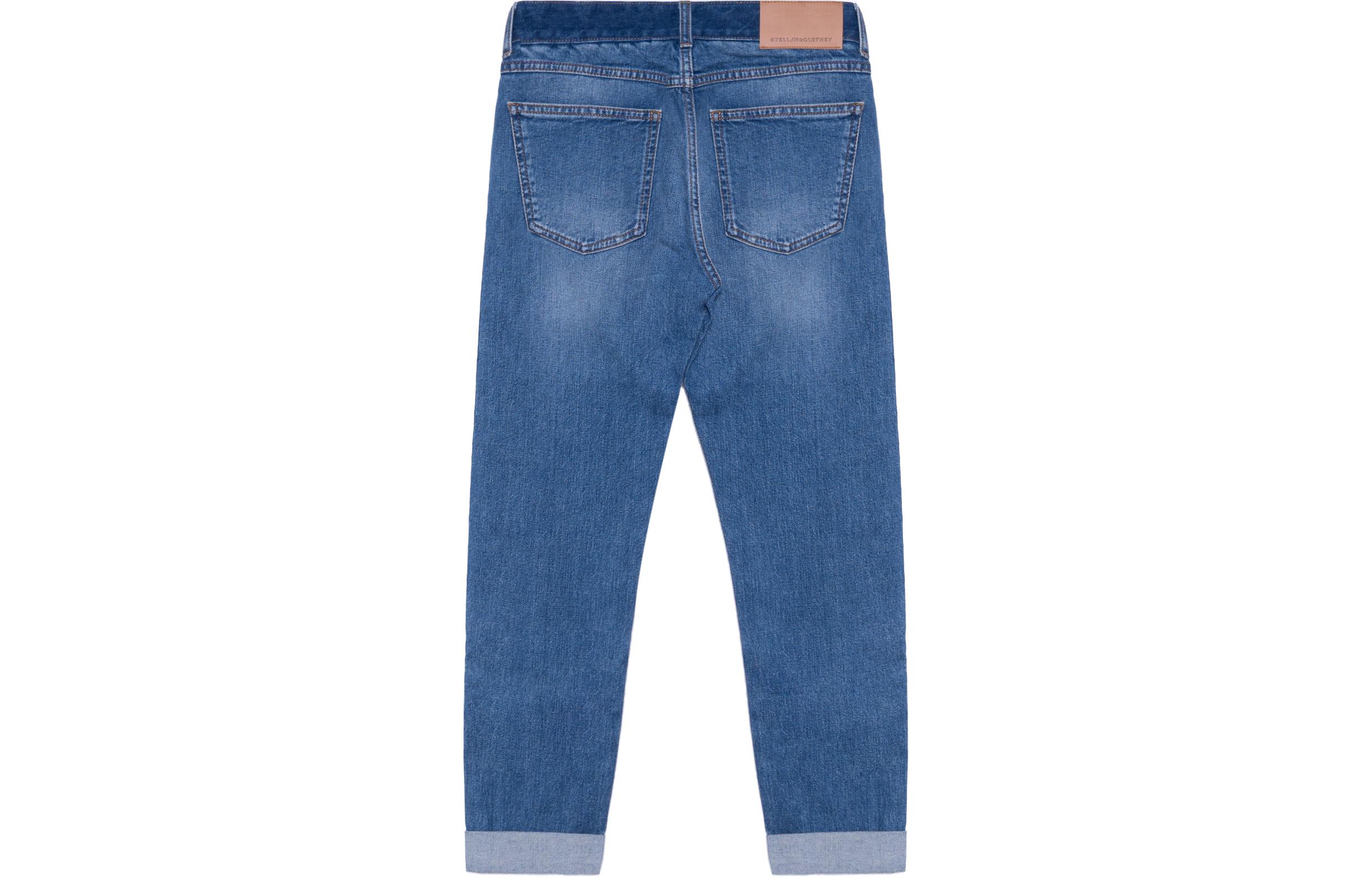 Lookbook (W) Stella McCartney FW21 Jeans Biru Potongan Lurus dengan Logo Trim 603702-SOH47-4045