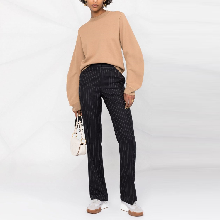 Lookbook (W) Stella McCartney FW21 Brown Cropped Pullover Loose Knit Sweater. 603229S2253-2742