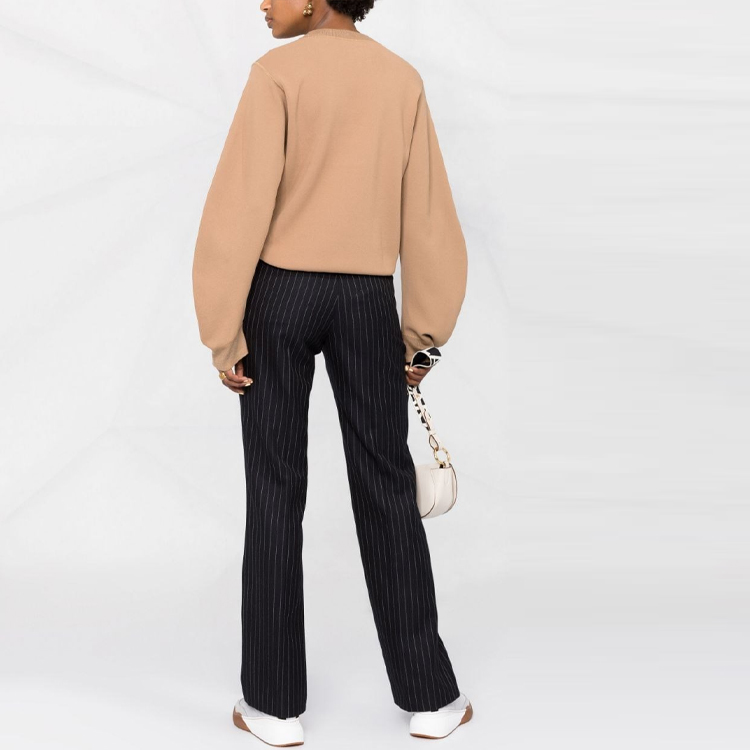 Shop (W) Stella McCartney FW21 Brown Cropped Pullover Loose Knit Sweater. 603229S2253-2742