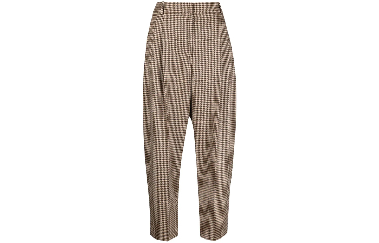 (Women) Stella McCartney FW21  Houndstooth Casual Pants Khaki 591964SSA37-2566