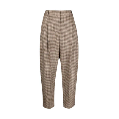 (Women) Stella McCartney FW21 Houndstooth Casual Pants Khaki 591964SSA37-2566