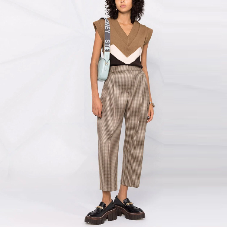 Lookbook (W) Seluar Kasual Houndstooth Khaki Stella McCartney FW21 591964SSA37-2566