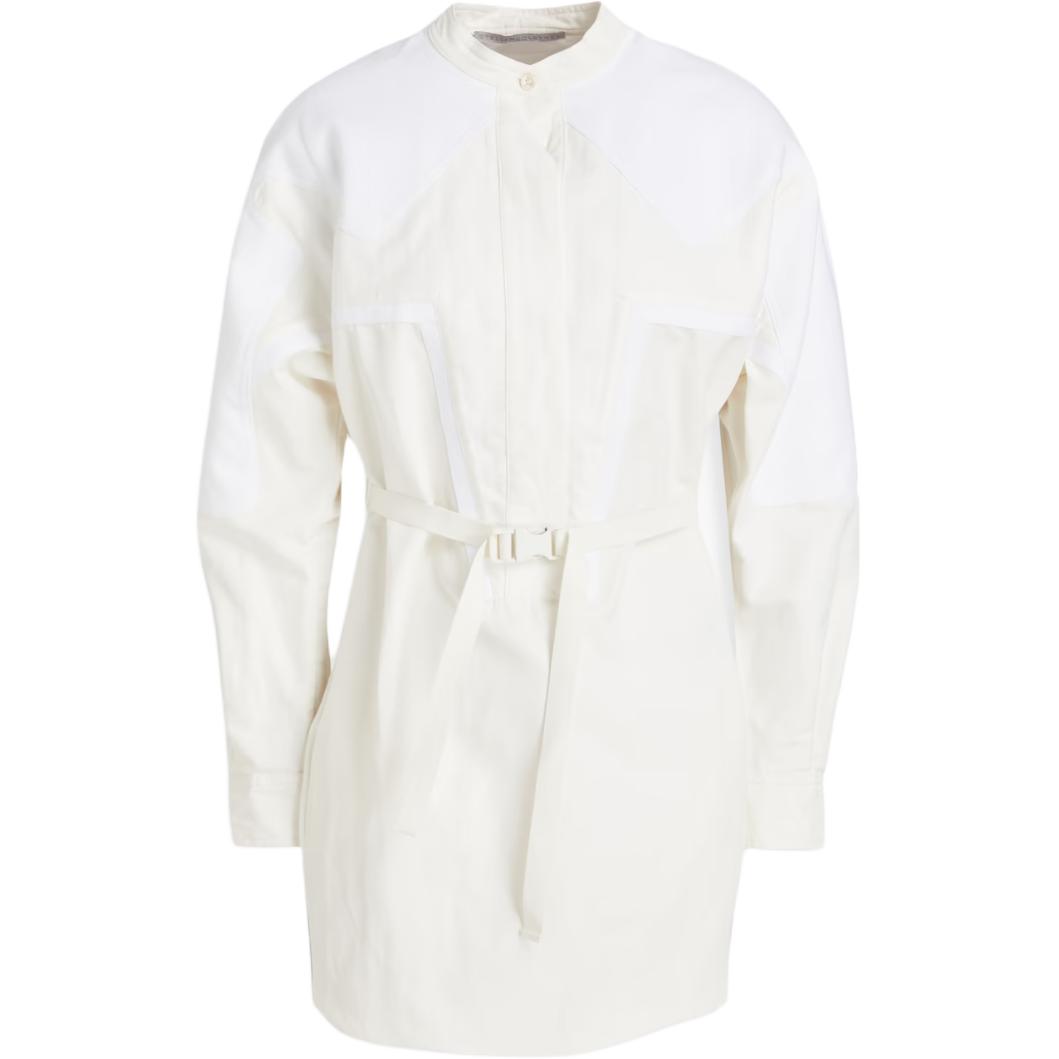 (Women) Stella McCartney FW21  White Belted Long-Sleeve Mini Dress 603714SIA03-9200