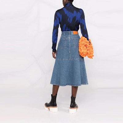 (W) Stella McCartney FW21 Skirt Denim Mini A-Line Wanita Biru. 603987-SOH48-4021 Shop (W) Stella McCartney FW21 Skirt Denim Mini A-Line Wanita Biru. 603987-SOH48-4021