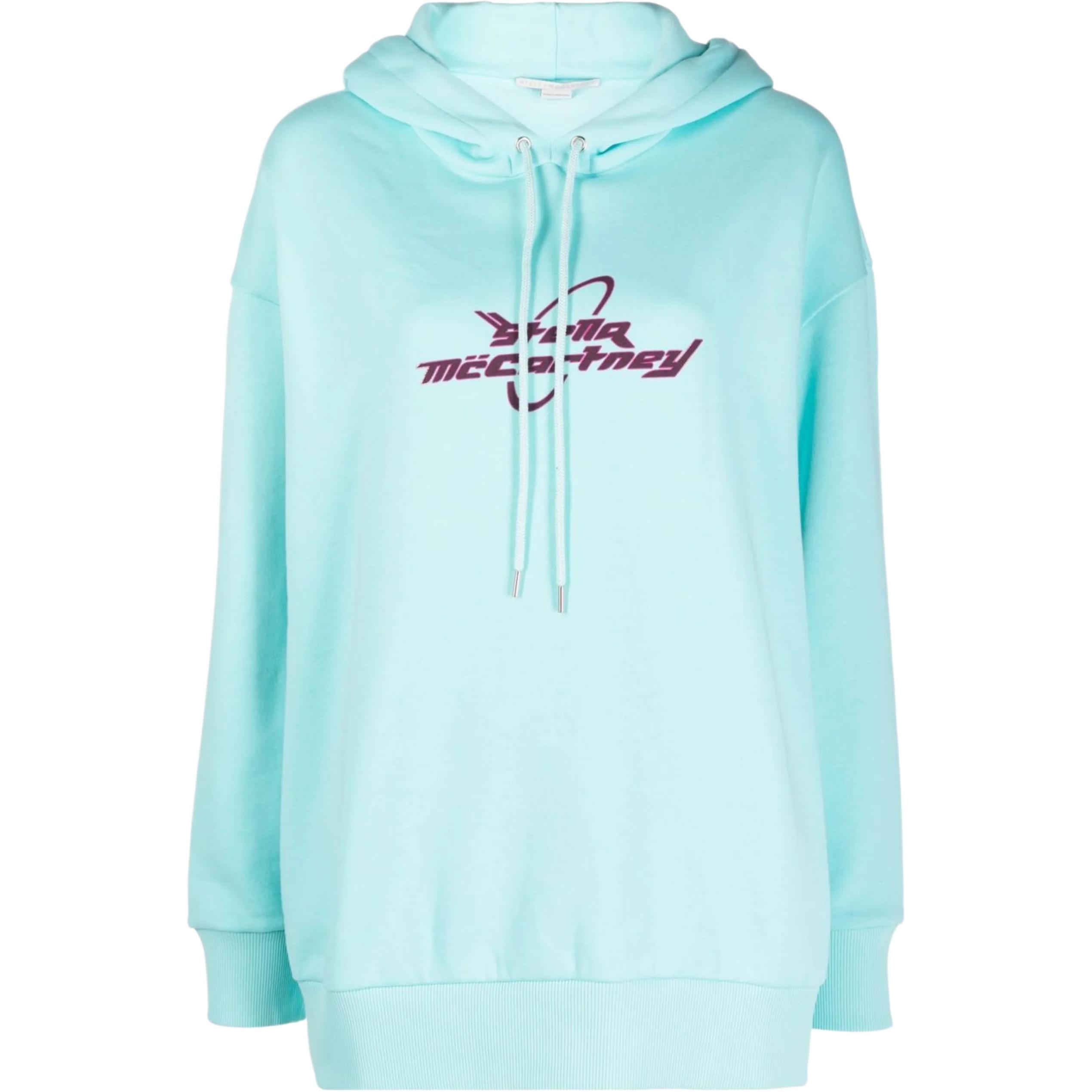 (Women) Stella McCartney FW21 Blue Logo Print Long Sleeve Hoodie 515813SPW12-3902