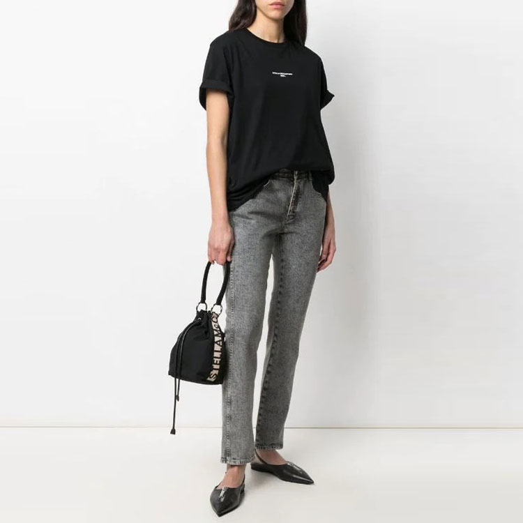 Shop (W) Stella McCartney FW21 Galaxy Logo Seluar Denim Kelabu Wanita. 372773SOH42-1260