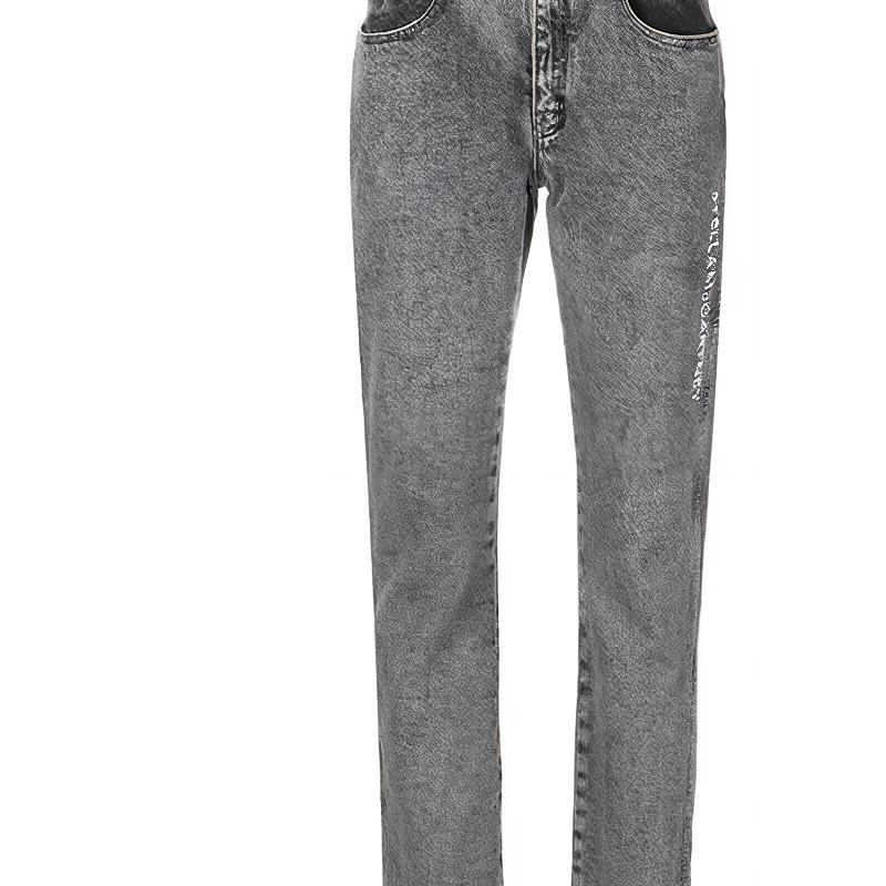 Sizing (W) Stella McCartney FW21 Galaxy Logo Seluar Denim Kelabu Wanita. 372773SOH42-1260