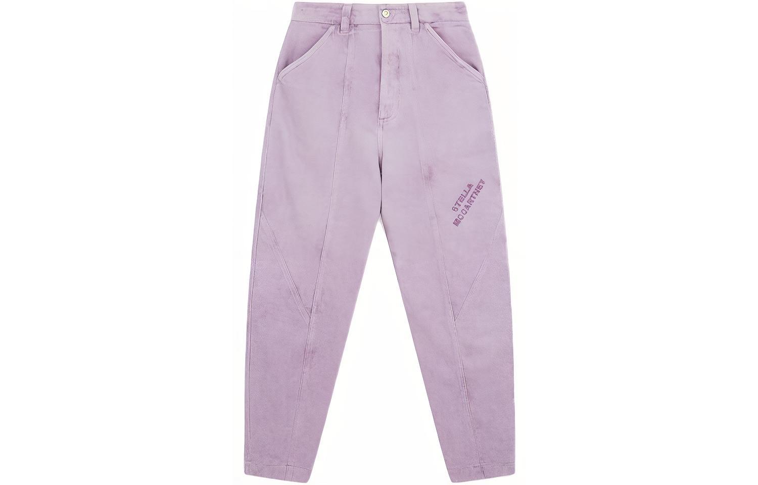 (Women) Stella McCartney FW21 Letter Print Cropped Cotton Denim Jeans Purple . 603003SOH49-5004