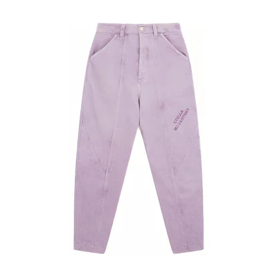 (Women) Stella McCartney FW21 Letter Print Cropped Cotton Denim Jeans Purple . 603003SOH49-5004