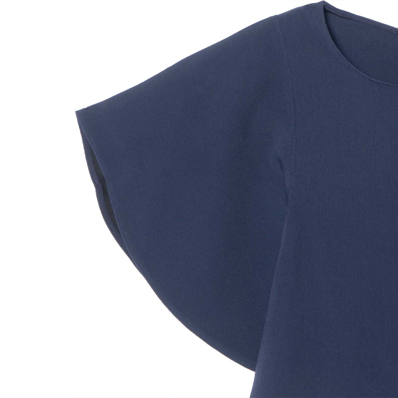 Shop (W) Stella McCartney FW23 Gaun Mini Biru Navy Lengan Pendek dengan Zip Depan. 602911SCA06-4000