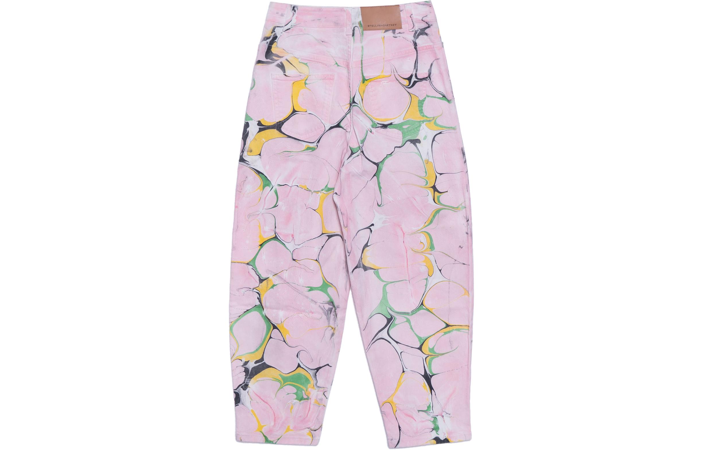 Lookbook (W) Stella McCartney FW23 Jeans Leperangan Bunga Merah Jambu Wide-Leg. 602559SOH43-8808