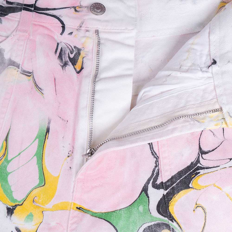 Shop (W) Stella McCartney FW23 Jeans Leperangan Bunga Merah Jambu Wide-Leg. 602559SOH43-8808