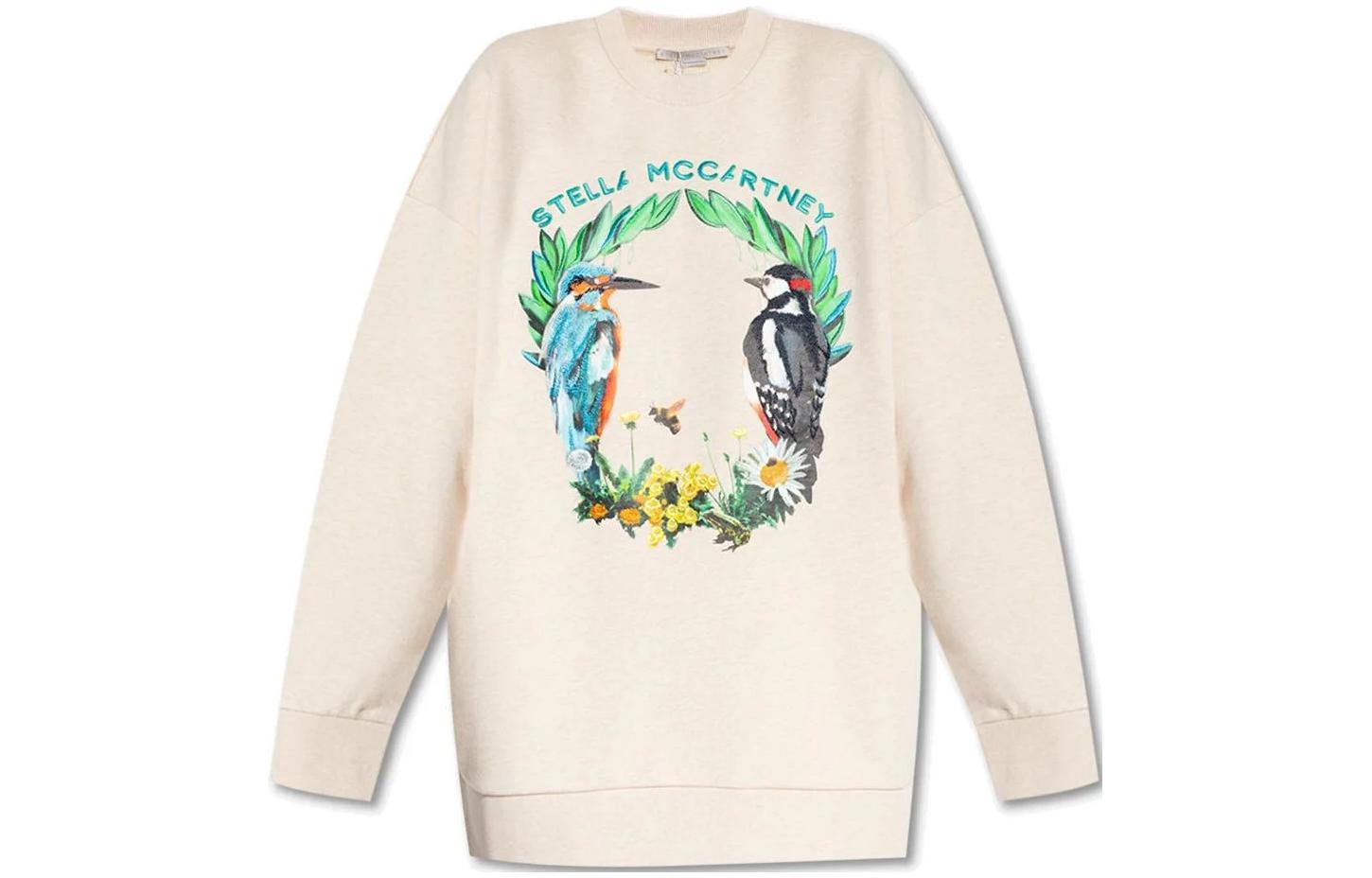 (Women) Stella McCartney Logo Animal Print Crewneck Sweatshirt Off-White 569003SPX08-9023