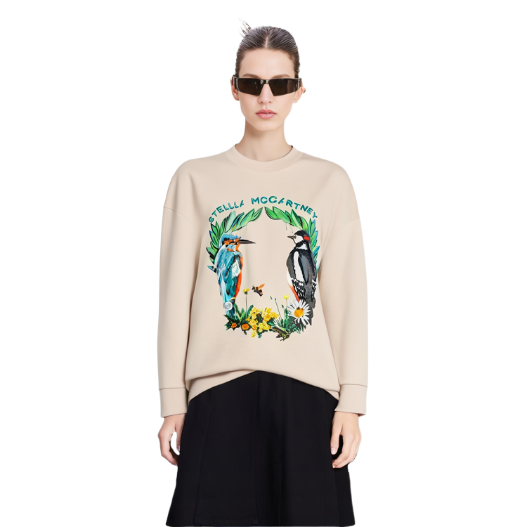 Lookbook (W) 스텔라 맥카트니 로고 애니멀 프린트 크루넥 스웨트셔츠 오프 화이트 569003SPX08-9023