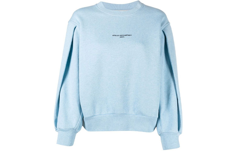 Order (W) Stella McCartney Baju Peluh Lengan Panjang Berlipat Wanita Biru Muda. 603659SOW78-4210