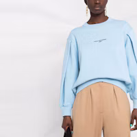 Lookbook (W) Stella McCartney 女款輕藍色長袖褶皺細節衛衣。 603659SOW78-4210