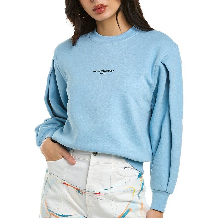 Cheap (W) Stella McCartney Baju Peluh Lengan Panjang Berlipat Wanita Biru Muda. 603659SOW78-4210