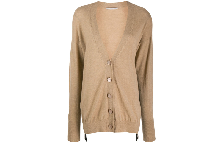 (Women) Stella McCartney Side-Zip Letter Cardigan Sweater Beige . 600362S2152-2742