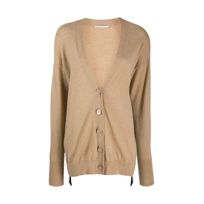 (Women) Stella McCartney Side-Zip Letter Cardigan Sweater Beige . 600362S2152-2742