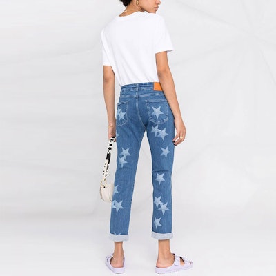 (W) Stella McCartney SS21 Jeans Biru Corak Bintang Gaya Kasual Seluar Lurus. 372773SOH27-4057 Purchase (W) Stella McCartney SS21 Jeans Biru Corak Bintang Gaya Kasual Seluar Lurus. 372773SOH27-4057